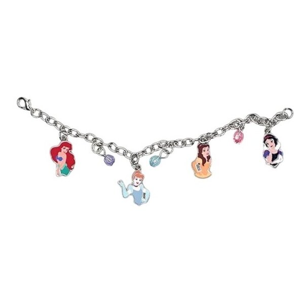 Disney Other - Disney Princess Charm Bracelet With Charms, Silver-Tone Chain ,Multicolor Beads